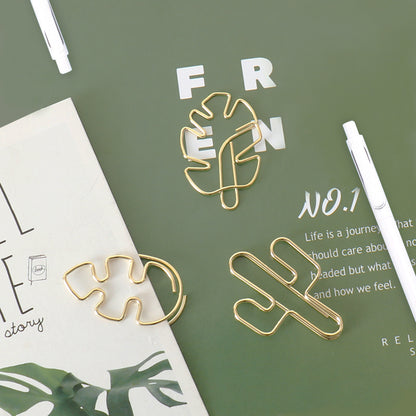 Green Plant Series  Plating Shaped Paper Clip Large Bookmark Clip