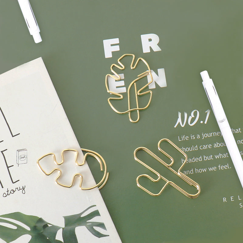 Green Plant Series  Plating Shaped Paper Clip Large Bookmark Clip