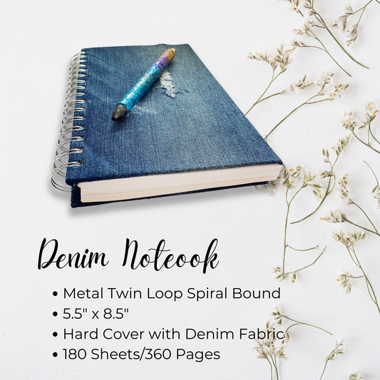 Cute and Stylish Denim Hardcover Notebook (5.5"x 8.5")