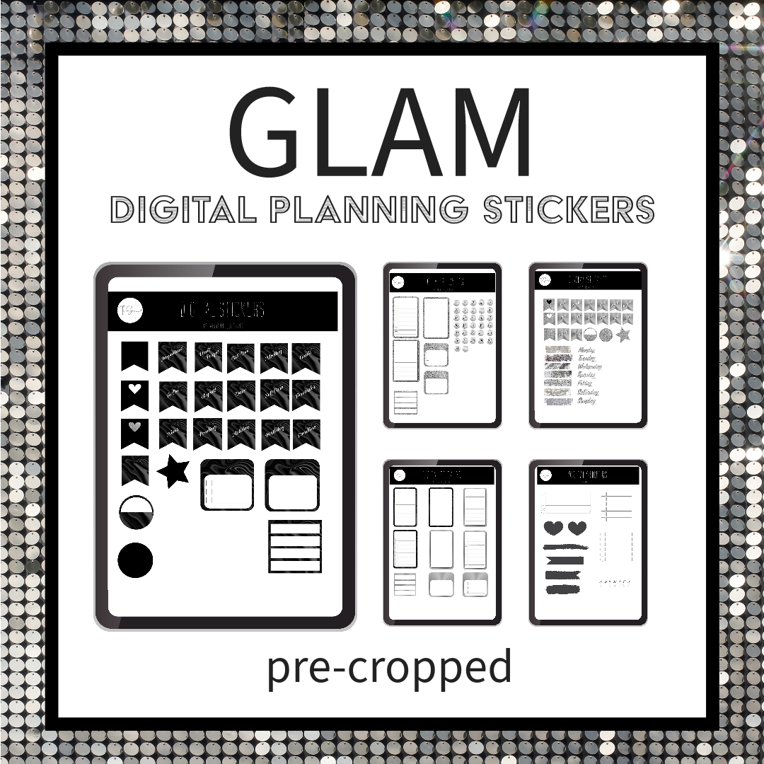 Black & Silver Glam Digital Planning Sticker Pack